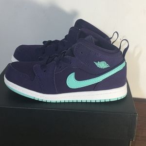 Jordan 1 Mid (TD) sz10c Purple/Aqua BRAND NEW